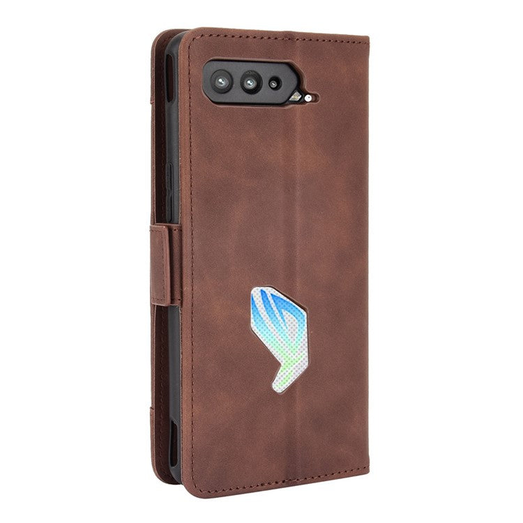 Leather Wallet Protective Case with Multiple Card Slots for Asus ROG Phone 5 - Brown