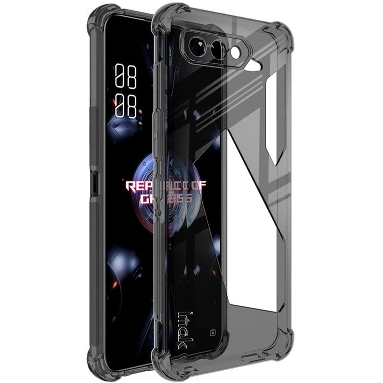 IMAK Well-Protected Flexible TPU Case with High Transparency Screen Protector for Asus ROG Phone 5/5 Pro/5 Ultimate - Transparent Black