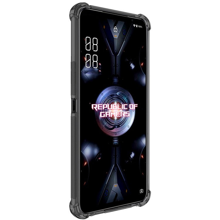 IMAK Well-Protected Flexible TPU Case with High Transparency Screen Protector for Asus ROG Phone 5/5 Pro/5 Ultimate - Transparent Black