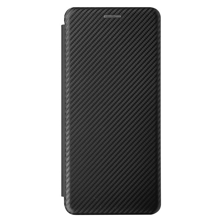 Carbon Fiber Texture Cell Phone Stand Cover for Asus ROG Phone 5 Auto-absorbed Leather Case - Black