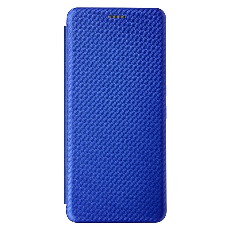 Carbon Fiber Texture Cell Phone Stand Cover for Asus ROG Phone 5 Auto-absorbed Leather Case - Blue
