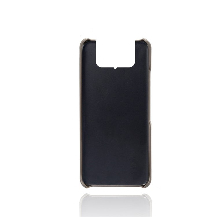 KSQ Leather Coated PC Case Mobile Phone Protective Case Shell with Dual Card Holder for Asus Zenfone 8 Flip - Grey