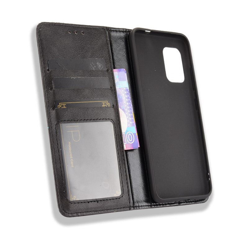 Vintage Style Magnetic Auto-absorbed Phone Wallet Stand Leather Case Cover for Asus Zenfone 8 ZS590KS - Black