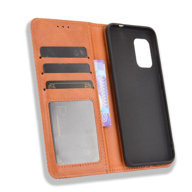 Vintage Style Magnetic Auto-absorbed Phone Wallet Stand Leather Case Cover for Asus Zenfone 8 ZS590KS - Brown