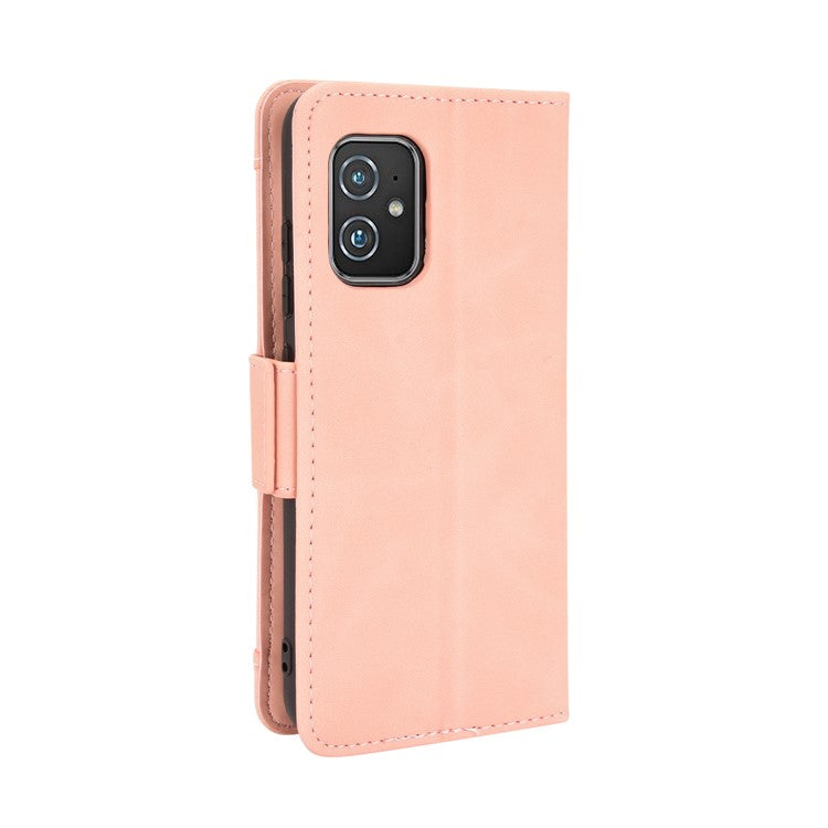 Multiple Card Slots Wallet Stand Leather Protection Phone Case Shell for Asus Zenfone 8 ZS590KS - Pink