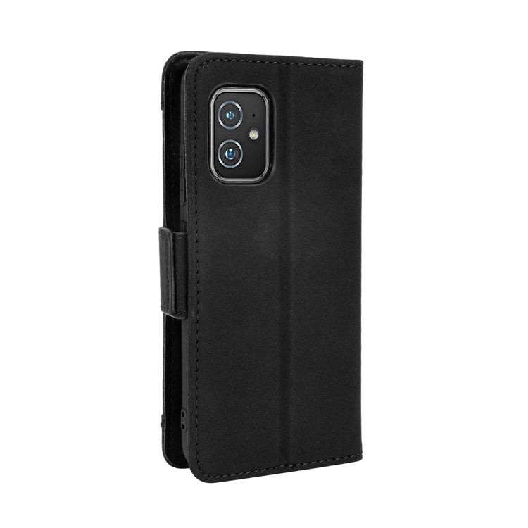 Multiple Card Slots Wallet Stand Leather Protection Phone Case Shell for Asus Zenfone 8 ZS590KS - Black