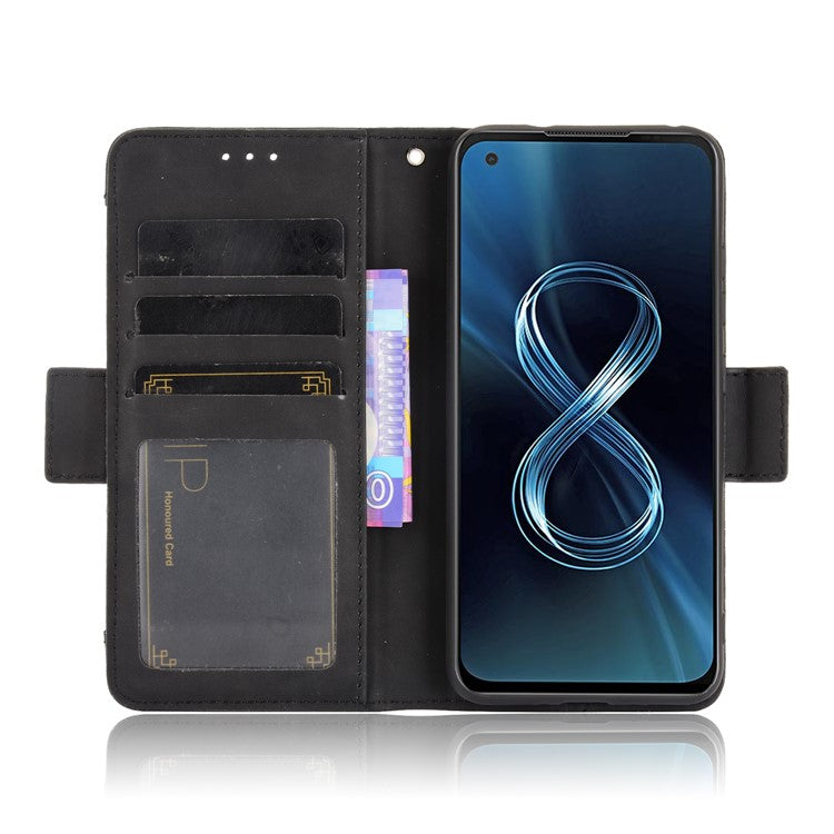 Multiple Card Slots Wallet Stand Leather Protection Phone Case Shell for Asus Zenfone 8 ZS590KS - Black