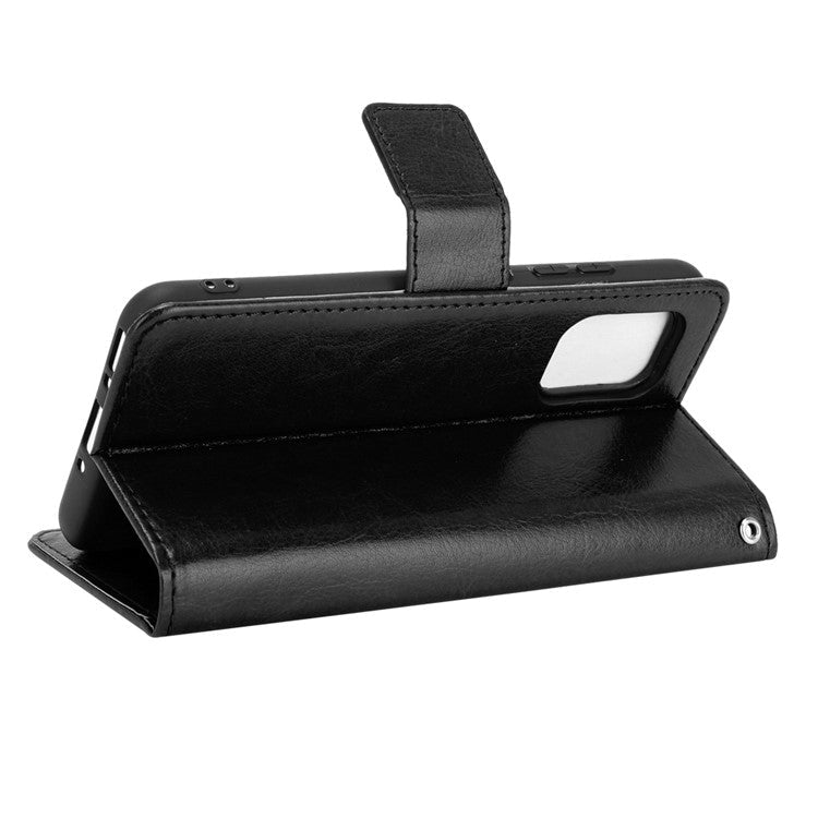 Crazy Horse Texture PU Leather Wallet Stand Phone Case Cover for Asus Zenfone 8 ZS590KS - Black