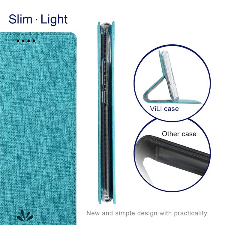 VILI DMX Cross Texture Leather Stand Case Cover with Card Holder for Asus Zenfone 8 (ZS590KS/ZS673KS) - Blue