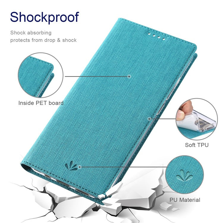 VILI DMX Cross Texture Leather Stand Case Cover with Card Holder for Asus Zenfone 8 (ZS590KS/ZS673KS) - Blue