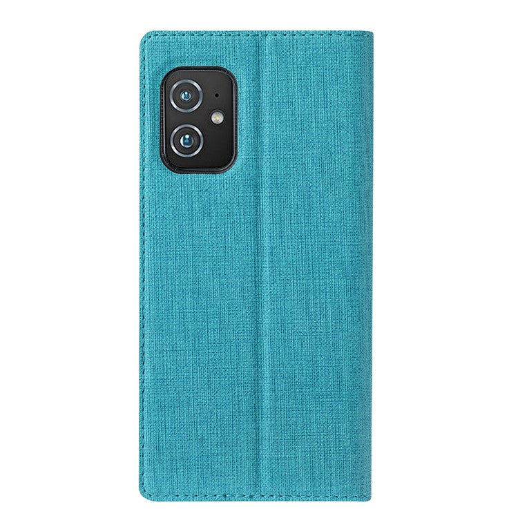 VILI DMX Cross Texture Leather Stand Case Cover with Card Holder for Asus Zenfone 8 (ZS590KS/ZS673KS) - Blue