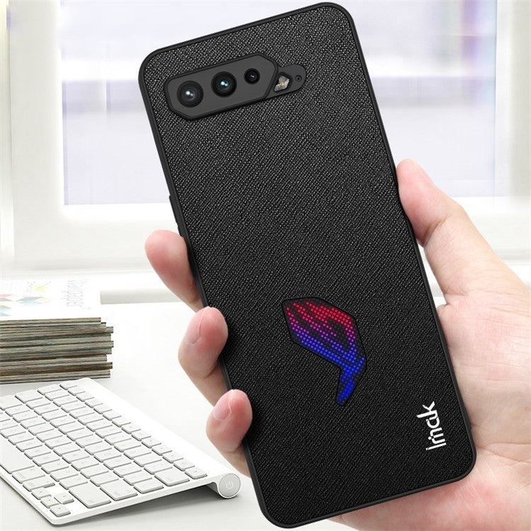 IMAK LX-5 Series PU Leather + PC + TPU Phone Cover Case with Screen Film for Asus ROG Phone 5 - Cross Texture