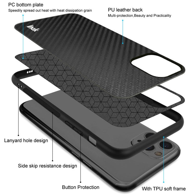 IMAK LX-5 Series PU Leather + PC + TPU Phone Cover Case with Screen Film for Asus ROG Phone 5 - Cross Texture