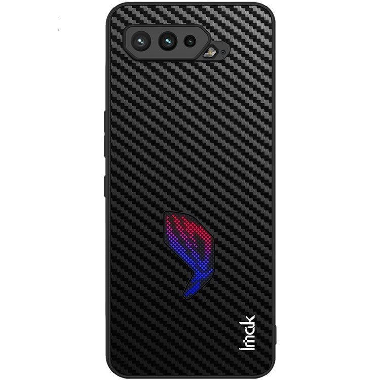 IMAK LX-5 Series PU Leather + PC + TPU Phone Cover Case with Screen Film for Asus ROG Phone 5 - Carbon Fiber Texture