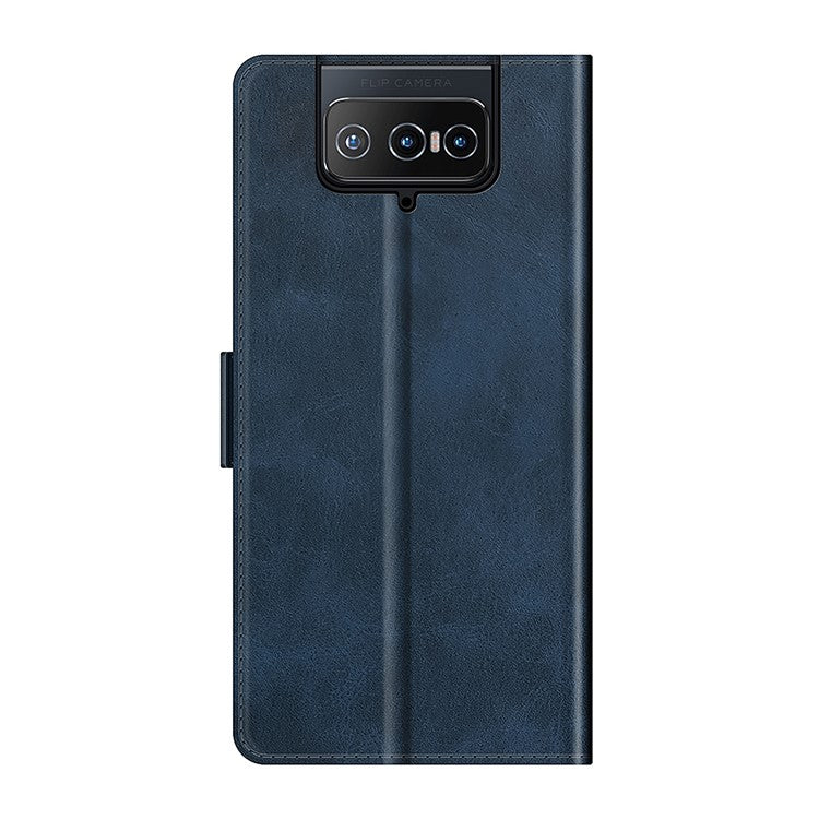 PU Leather Full Protection Wallet Cover Stand Case with Magnetic Double Clasp for Asus Zenfone 8 Flip - Blue