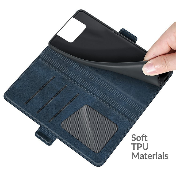 PU Leather Full Protection Wallet Cover Stand Case with Magnetic Double Clasp for Asus Zenfone 8 Flip - Blue