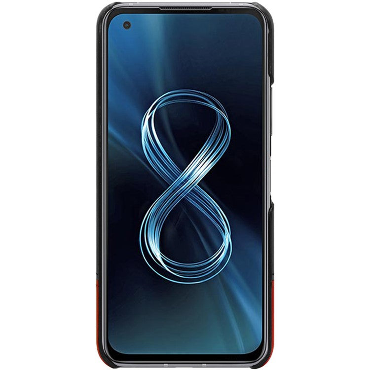 IMAK Ruiyi Series Bi-Color PU Leather Coated PC Cell Phone Back Case Shell with Screen Protector for Asus Zenfone 8 ZS590KS - Black / Brown