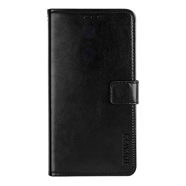 IDEWEI Wallet Stand Case Crazy Horse Texture PU Leather Phone Shell for Asus Zenfone 8 Flip - Black