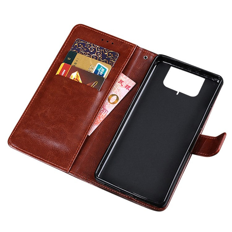 IDEWEI Wallet Stand Case Crazy Horse Texture PU Leather Phone Shell for Asus Zenfone 8 Flip - Black