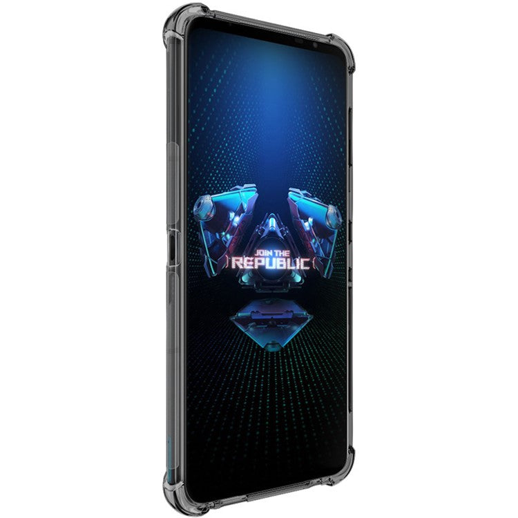 IMAK Transparent Shockproof Flexible TPU Airbag Anti-Drop Case Cover with Screen Protector Film for Asus ROG Phone 5 / 5s - Transparent Black