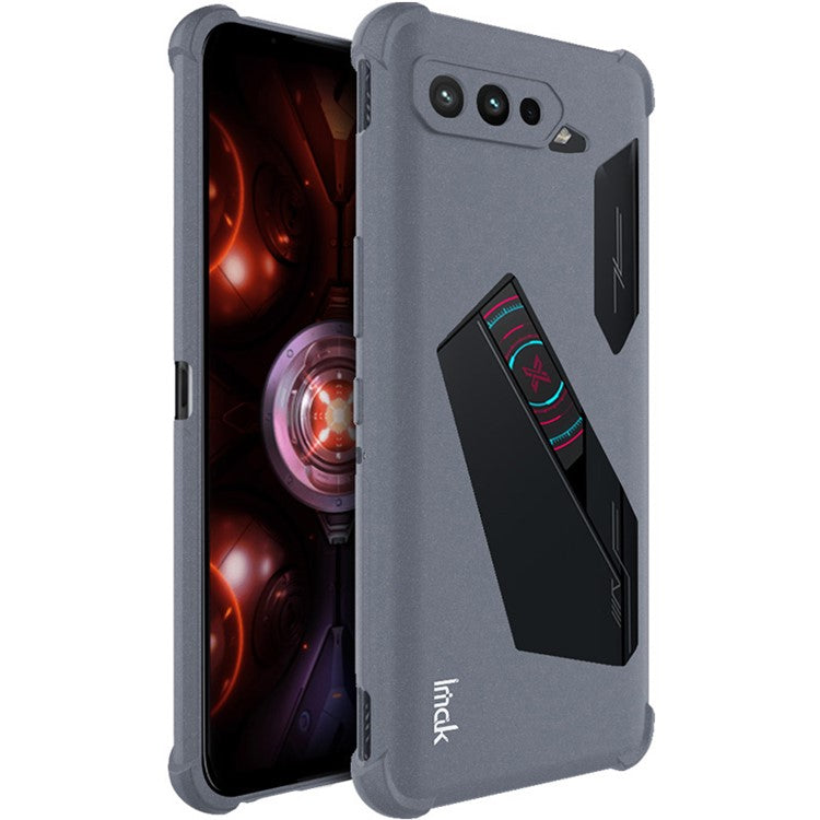 IMAK Sandy Feel Matte Soft TPU Airbag Shockproof Protective Phone Case with Screen Protector for Asus ROG Phone 5 Ultimate / 5 Pro / 5s - Matte Grey