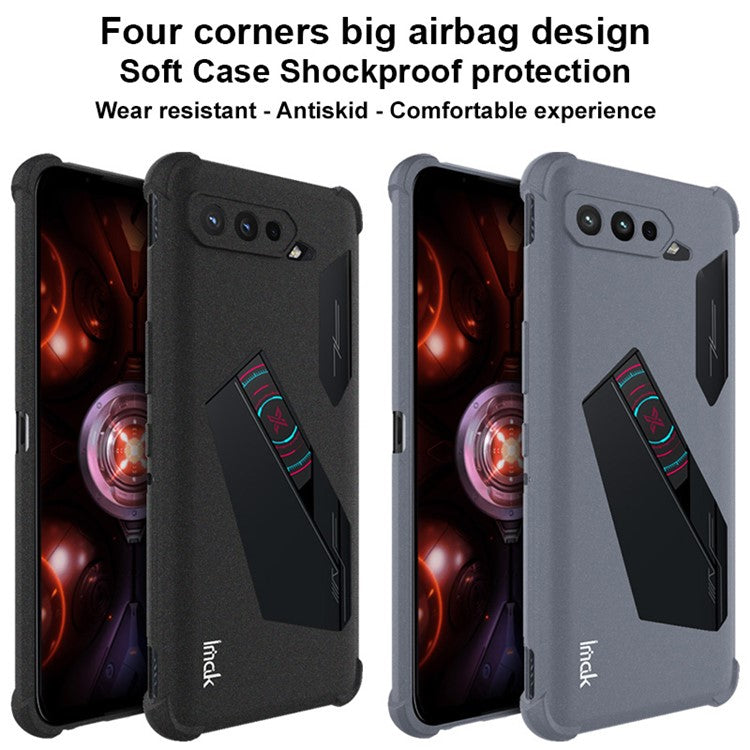 IMAK Sandy Feel Matte Soft TPU Airbag Shockproof Protective Phone Case with Screen Protector for Asus ROG Phone 5 Ultimate / 5 Pro / 5s - Matte Grey
