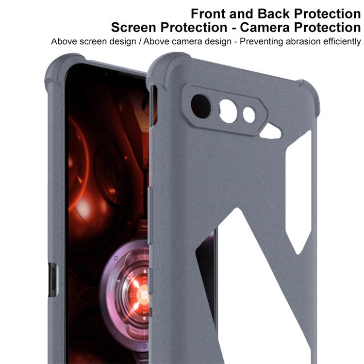 IMAK Sandy Feel Matte Soft TPU Airbag Shockproof Protective Phone Case with Screen Protector for Asus ROG Phone 5 Ultimate / 5 Pro / 5s - Matte Grey