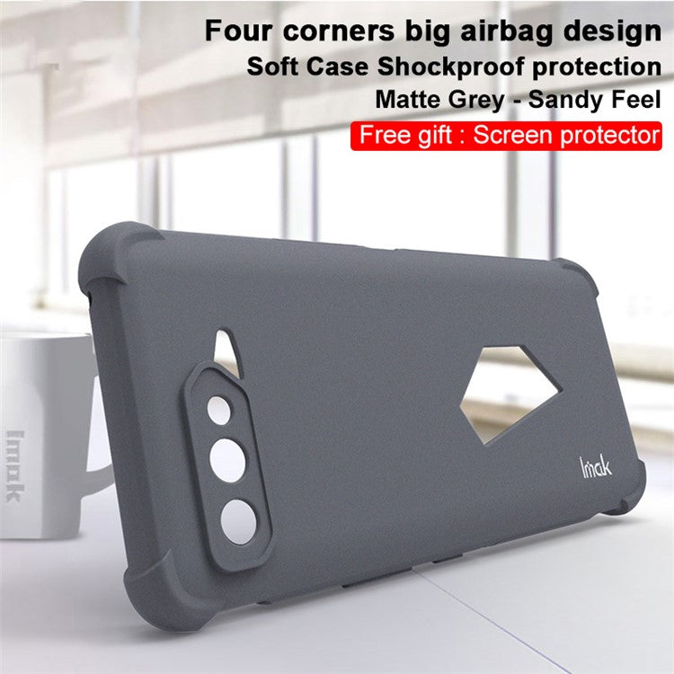 IMAK Matte Series Airbag Reinforced Corners TPU Phone Case with Screen Protector for Asus ROG Phone 5 / 5s - Matte Grey