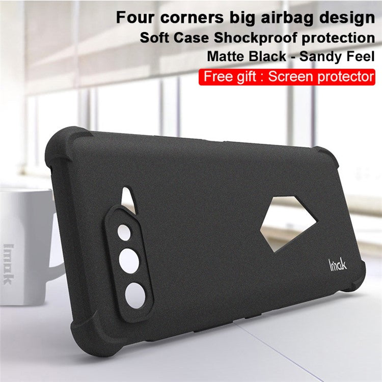 IMAK Matte Series Airbag Reinforced Corners TPU Phone Case with Screen Protector for Asus ROG Phone 5 / 5s - Matte Black