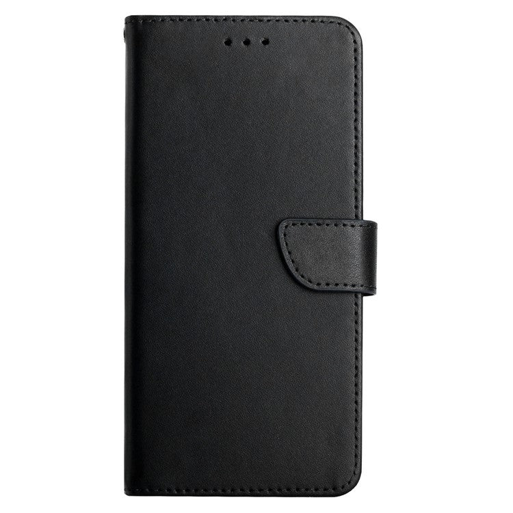 Nappa Texture Genuine Leather Folio Flip Cover Phone Shell Wallet Stand Case for Asus ROG Phone 5 - Black