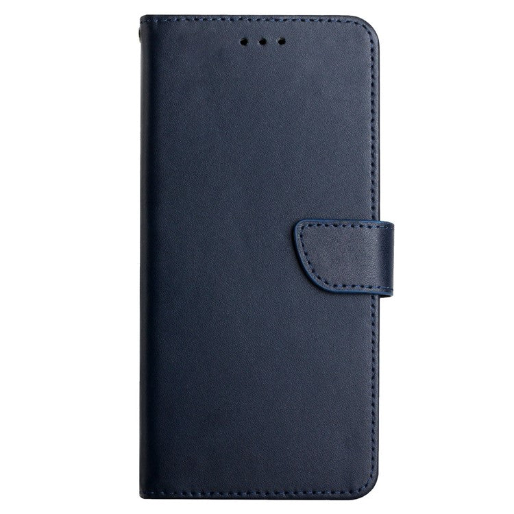 Nappa Texture Genuine Leather Folio Flip Cover Phone Shell Wallet Stand Case for Asus ROG Phone 5 - Blue