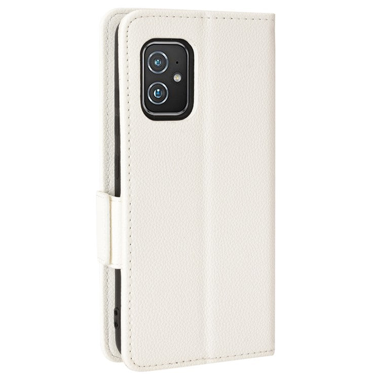 For Asus Zenfone 8 ZS590KS / Zenfone 8Z Litchi Texture Leather Phone Case PU Leather Protective Cover Stand Wallet - White