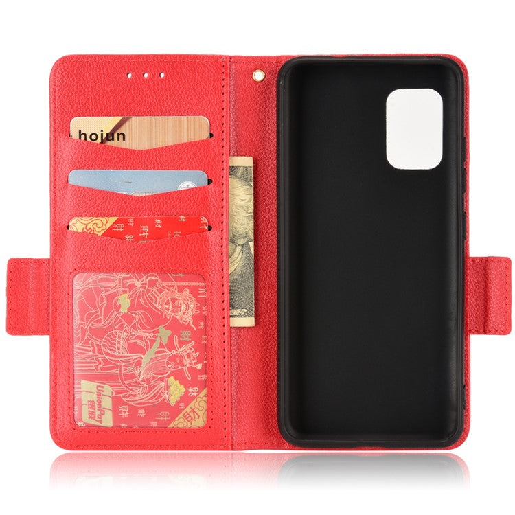 For Asus Zenfone 8 ZS590KS / Zenfone 8Z Litchi Texture Leather Phone Case PU Leather Protective Cover Stand Wallet - Red