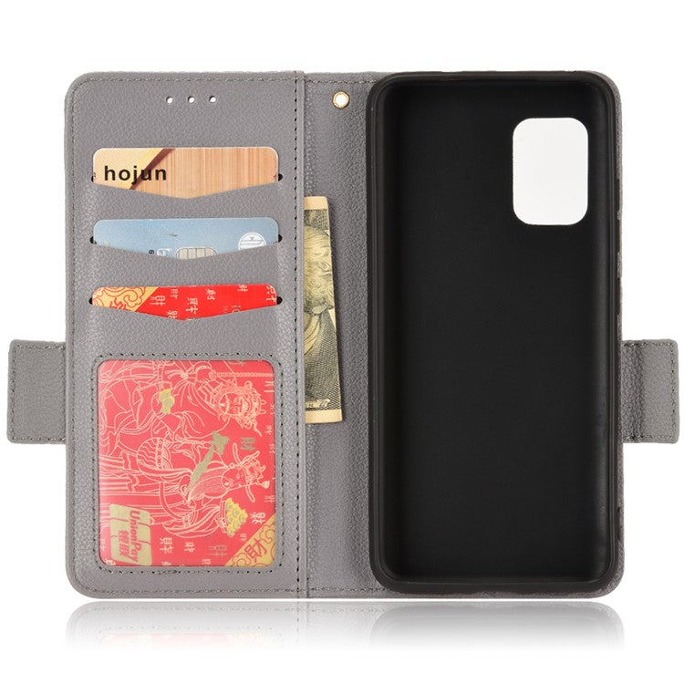 For Asus Zenfone 8 ZS590KS / Zenfone 8Z Litchi Texture Leather Phone Case PU Leather Protective Cover Stand Wallet - Grey