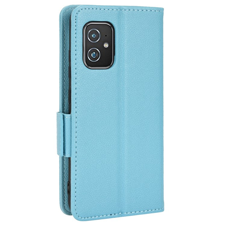 For Asus Zenfone 8 ZS590KS / Zenfone 8Z Litchi Texture Leather Phone Case PU Leather Protective Cover Stand Wallet - Baby Blue
