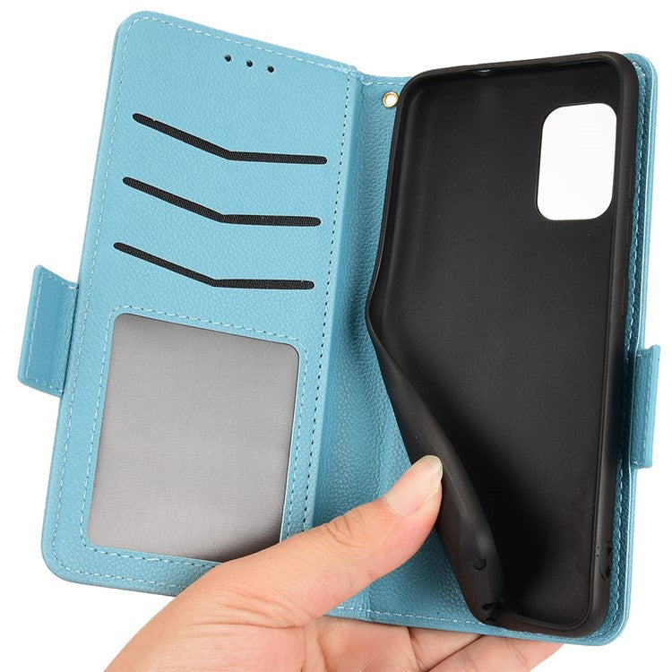 For Asus Zenfone 8 ZS590KS / Zenfone 8Z Litchi Texture Leather Phone Case PU Leather Protective Cover Stand Wallet - Baby Blue