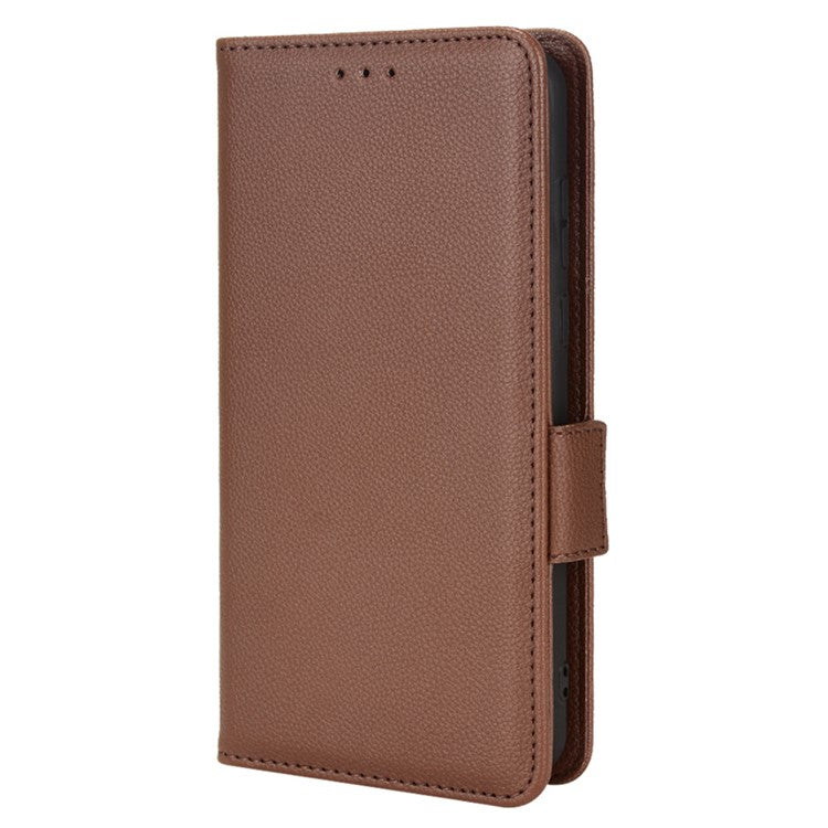 For Asus Zenfone 8 ZS590KS / Zenfone 8Z Litchi Texture Leather Phone Case PU Leather Protective Cover Stand Wallet - Brown