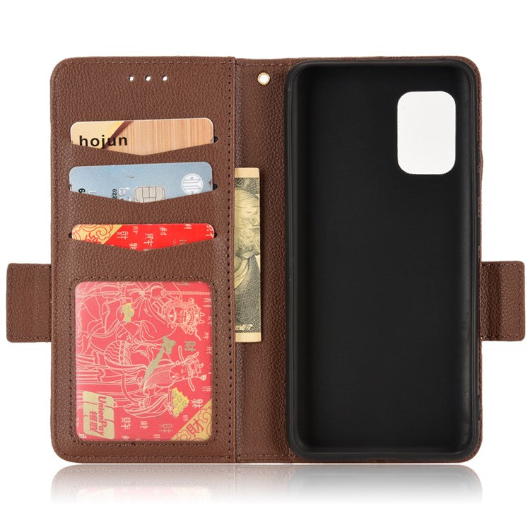 For Asus Zenfone 8 ZS590KS / Zenfone 8Z Litchi Texture Leather Phone Case PU Leather Protective Cover Stand Wallet - Brown