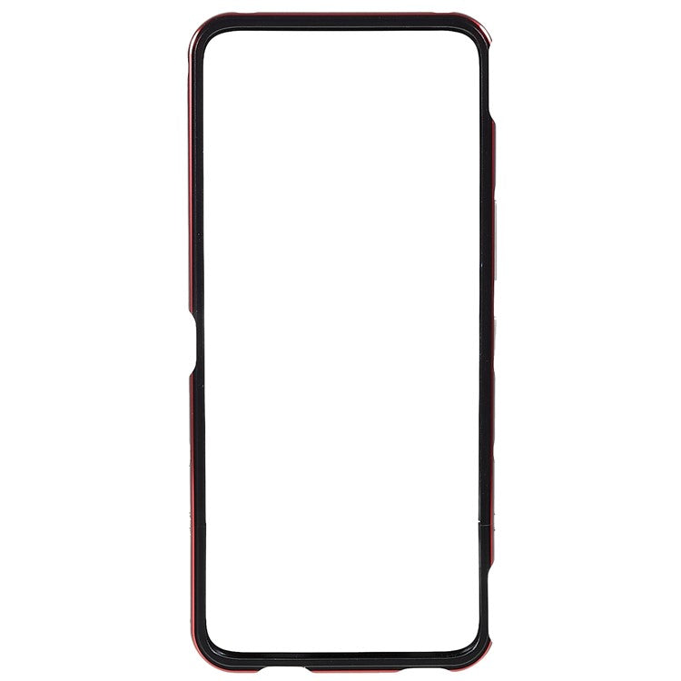 For Asus ROG Phone 6 5G / Phone 6 Pro 5G Shockproof Metal Bumper Frame Anti-wear Raised Edge Protection with Camera Lens Cover - Black / Red