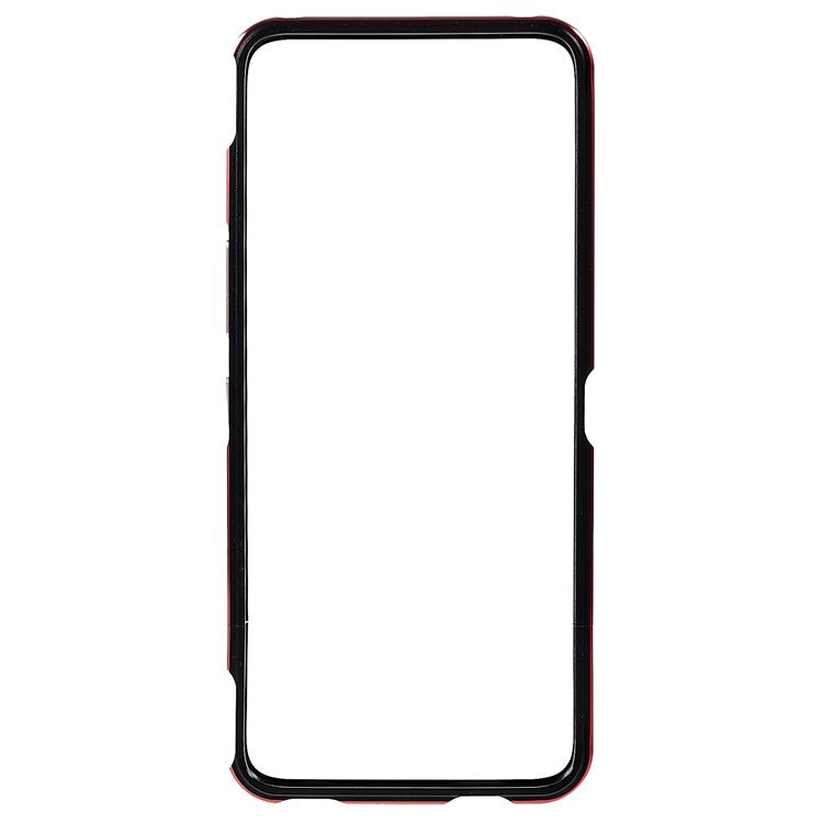 For Asus ROG Phone 6 5G / Phone 6 Pro 5G Shockproof Metal Bumper Frame Anti-wear Raised Edge Protection with Camera Lens Cover - Black / Red