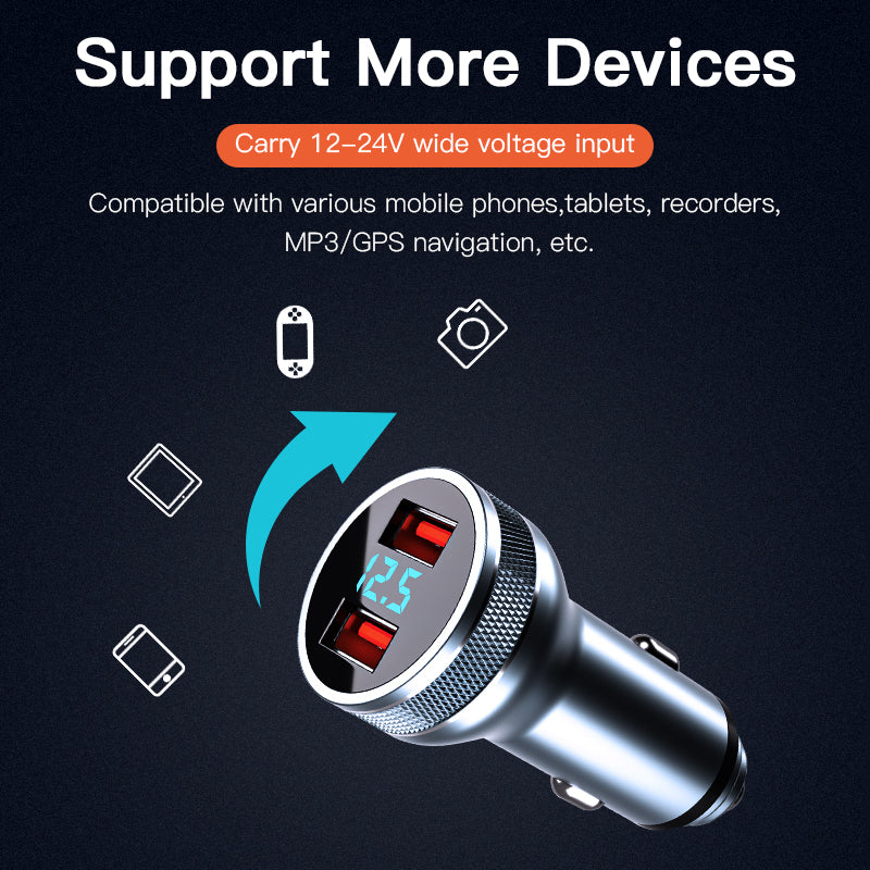 KUULAA 36W Dual QC 3.0 Quick Charging Car Phone Charger Cigarette Lighter USB Charger with Voltage Display