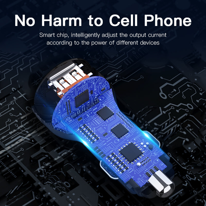 KUULAA 36W QC 3.0+PD 18W Car Phone Charger Cigarette Lighter USB Fast Charging Charger Adapter with Voltage Display