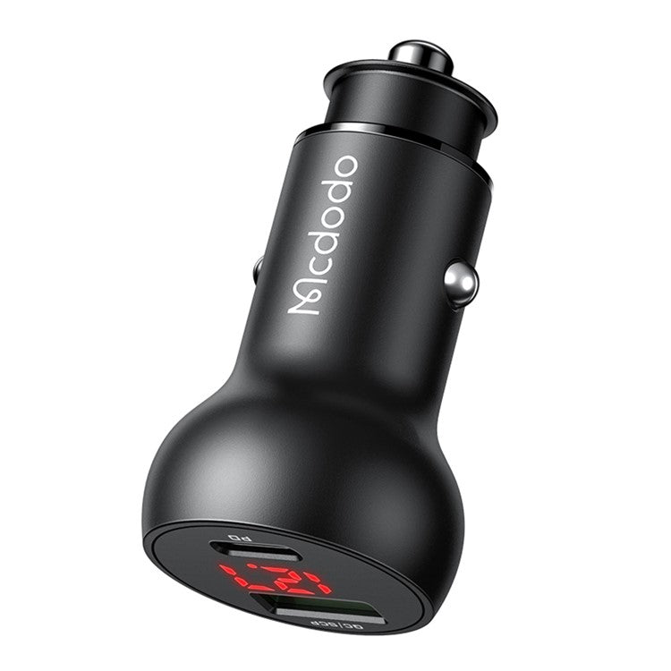 MCDODO CC-7030 MDD 45W USB + Type-C Dual Ports Car Charger with LED Display - Black
