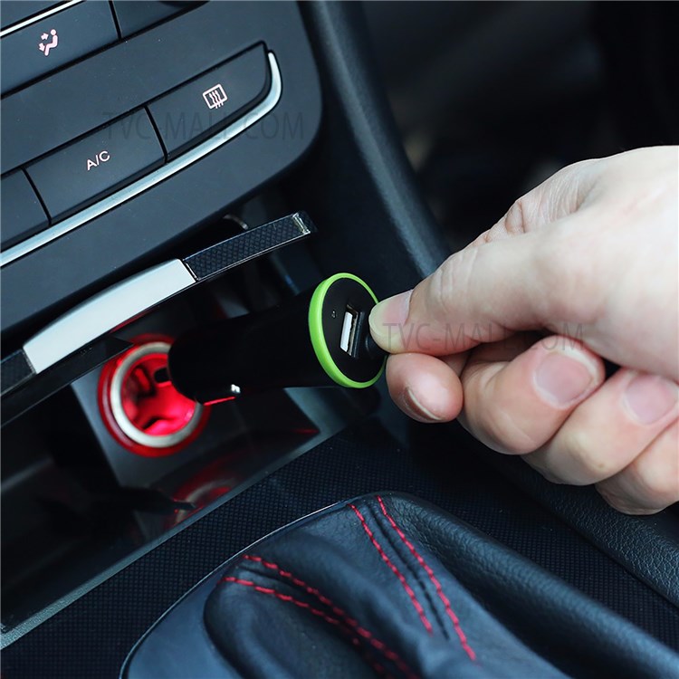 USB Car Charger with Indicator Light and Stretchable Data Cable for Mobile Phone Tablet Bluetooth Speaker - Type-C Interface