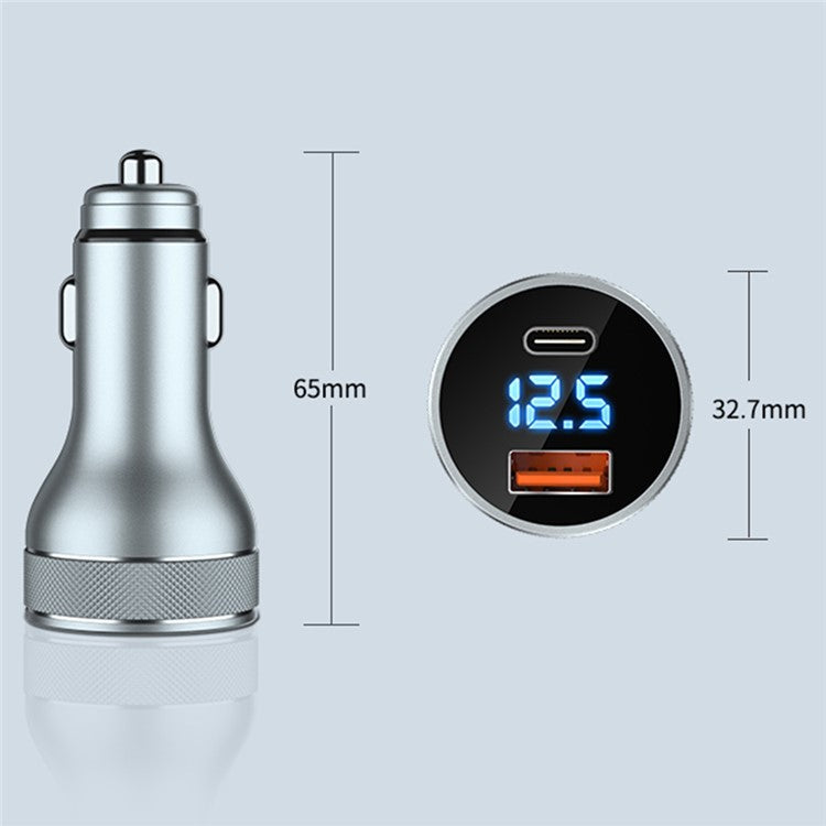 ACC-568 Type-C+USB Car Charger Adapter 20W PD 3.0 LED Display Phone Charger Fast Car Charger
