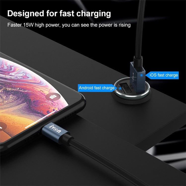 IVON CC37 Mini Car Charger Dual Ports 15W Fast Charging Station 3.1A Phone Charger with 1m Micro USB Cable