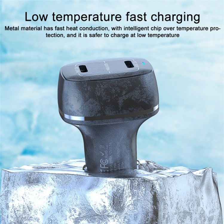 ACC-580 PD 60W Dual Type-C Ports Fast Charging Adapter Phone Car Charger - White