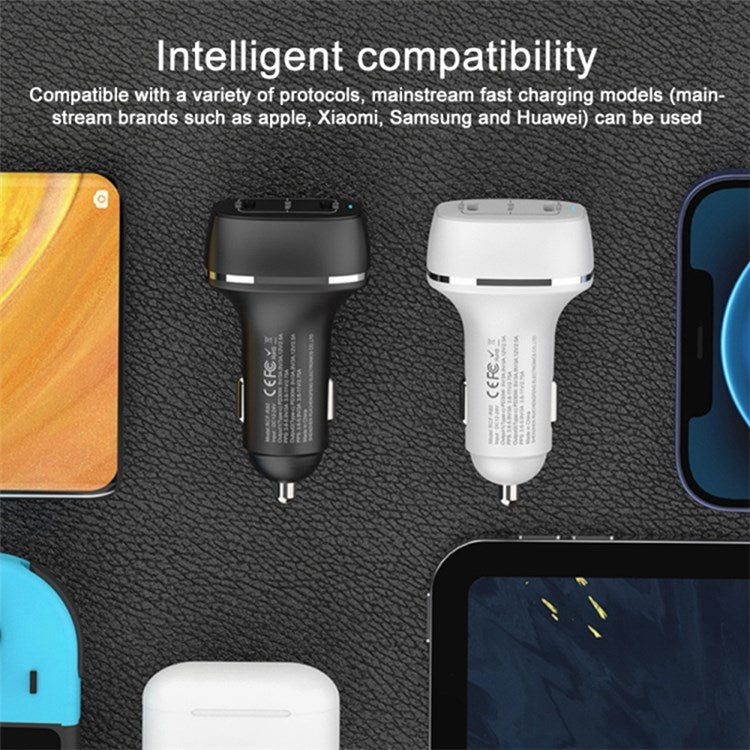 ACC-580 PD 60W Dual Type-C Ports Fast Charging Adapter Phone Car Charger - White