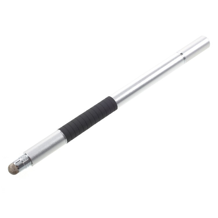 3-in-1 Touch Screen Stylus Pen + Drawing Pen + Ball Point Pen for iPhone iPad Samsung etc. - Silver