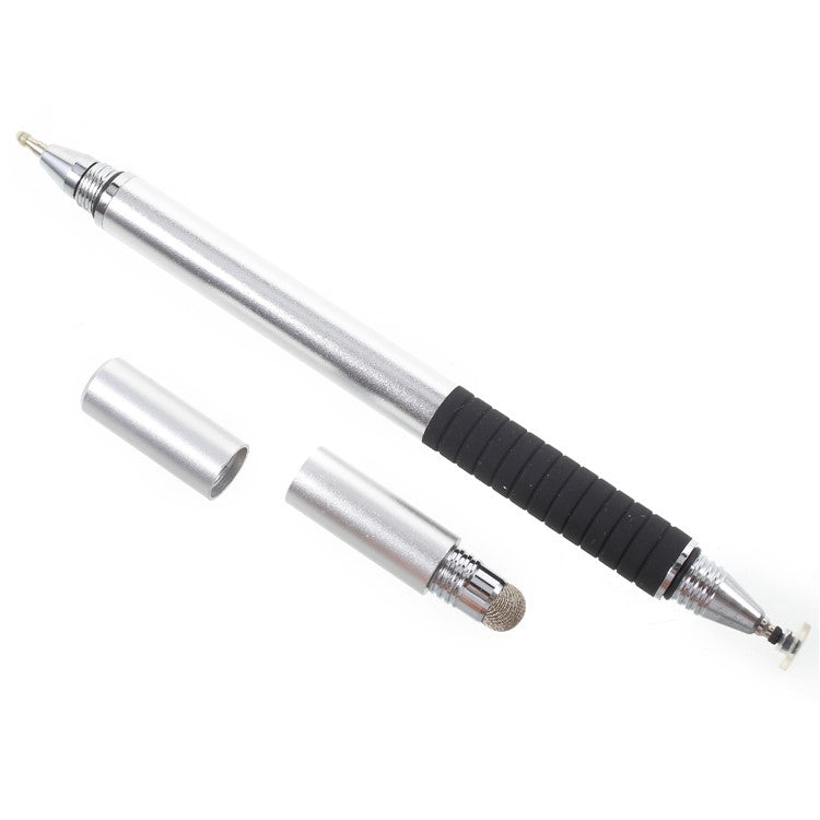 3-in-1 Touch Screen Stylus Pen + Drawing Pen + Ball Point Pen for iPhone iPad Samsung etc. - Silver